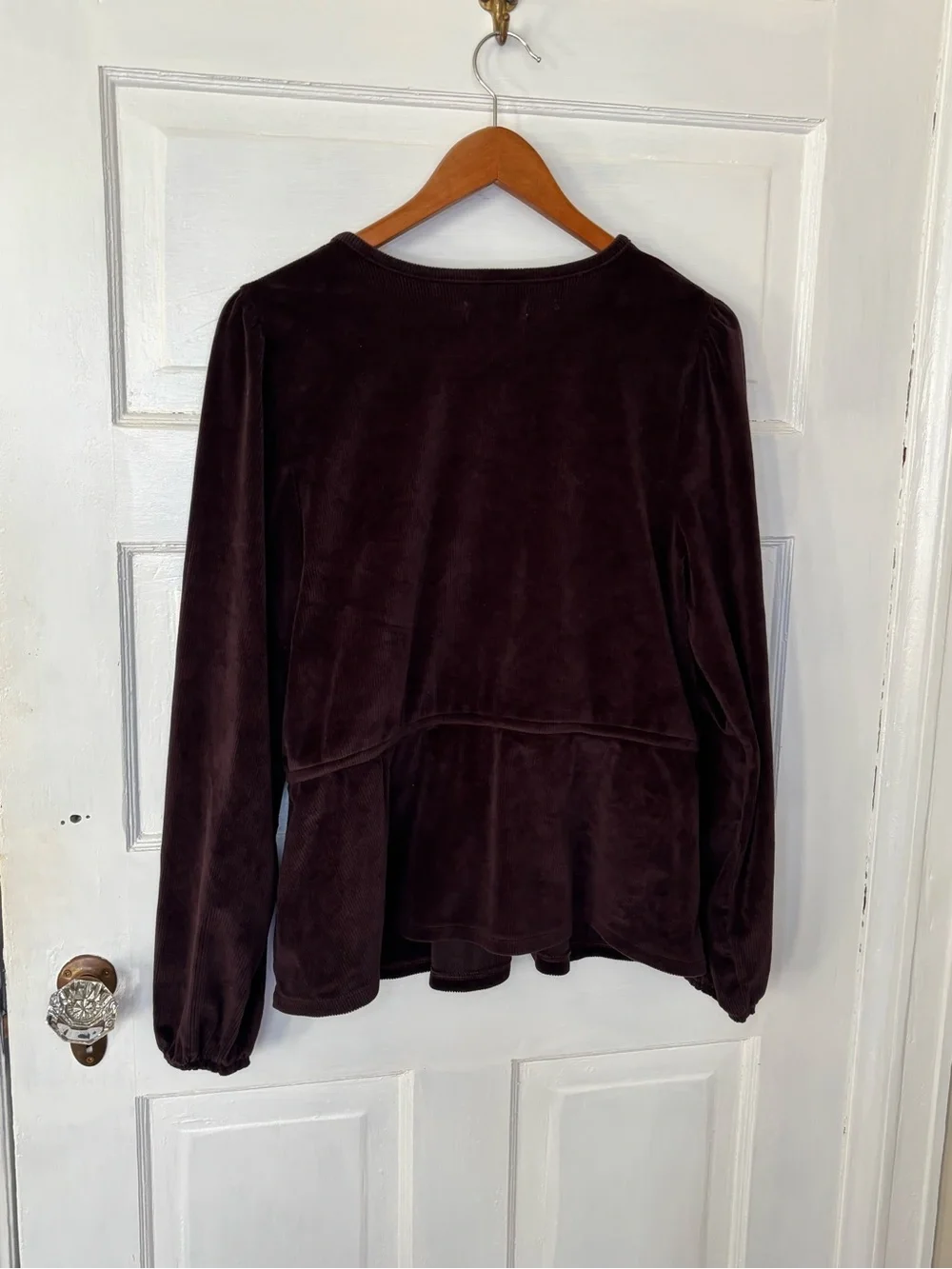 Madewell Tie Front Faux Wrap Corduroy Blouse in Spiced Raisin